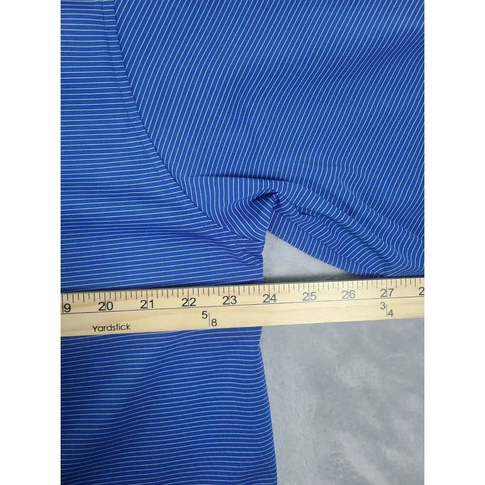 Donald Ross Shirt‎ Mens Large Blue Pin Stripe Polo Golf Performance Logo
